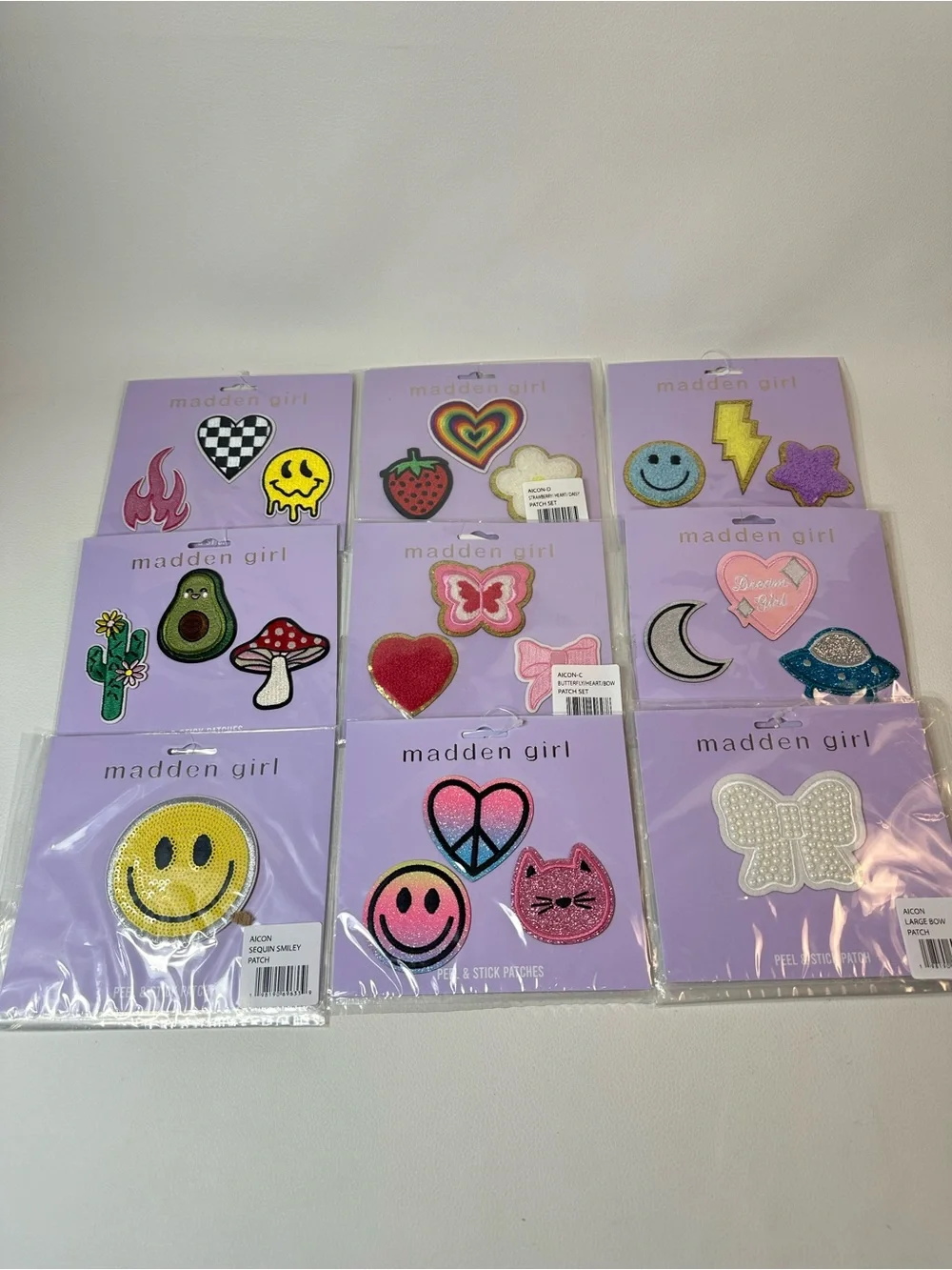 9 Pack Set-Madden Girl Assorted Colorful Kids Peel & Stick Patches